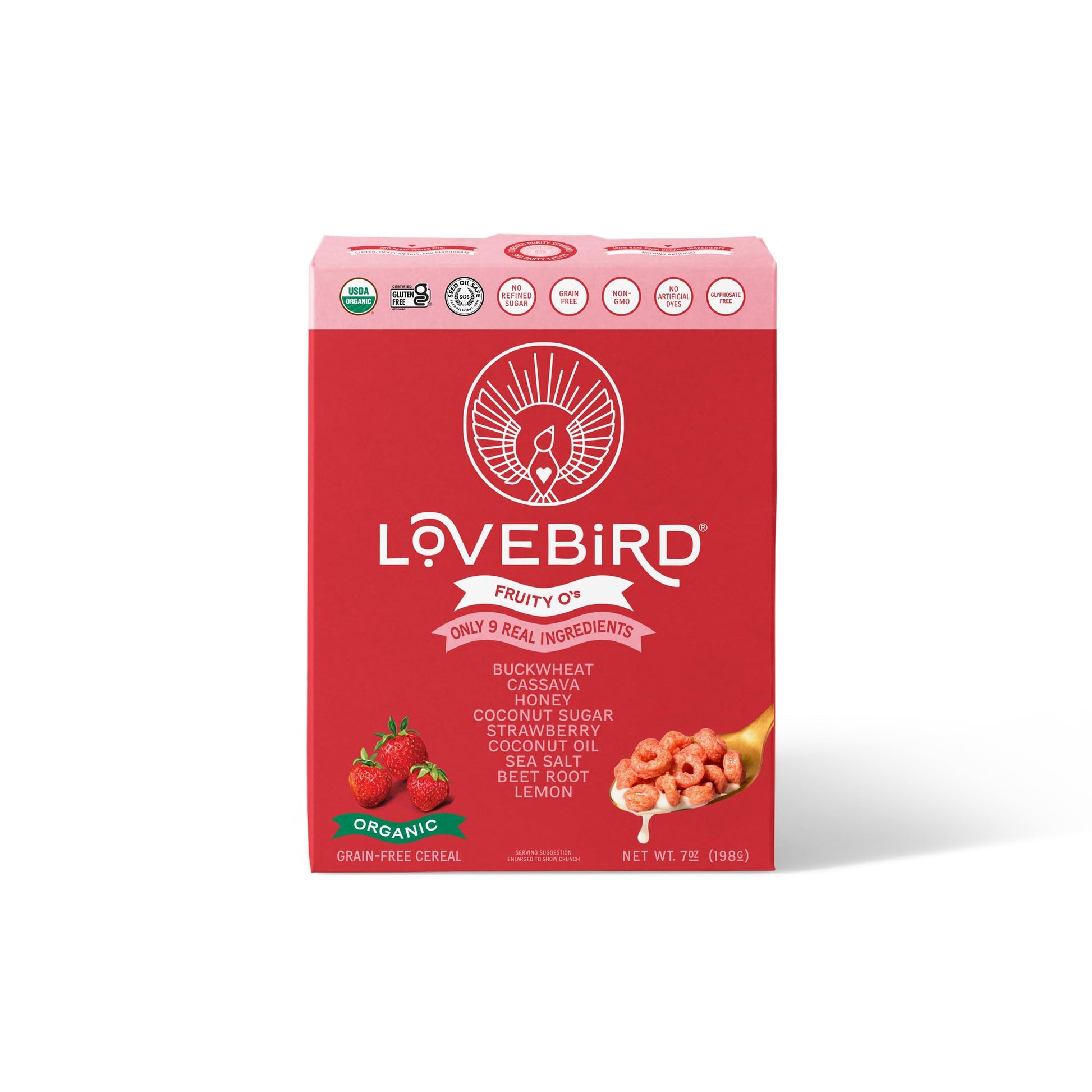 Lovebird Organic Grain Free Strawberry Cereal, 7 OZ