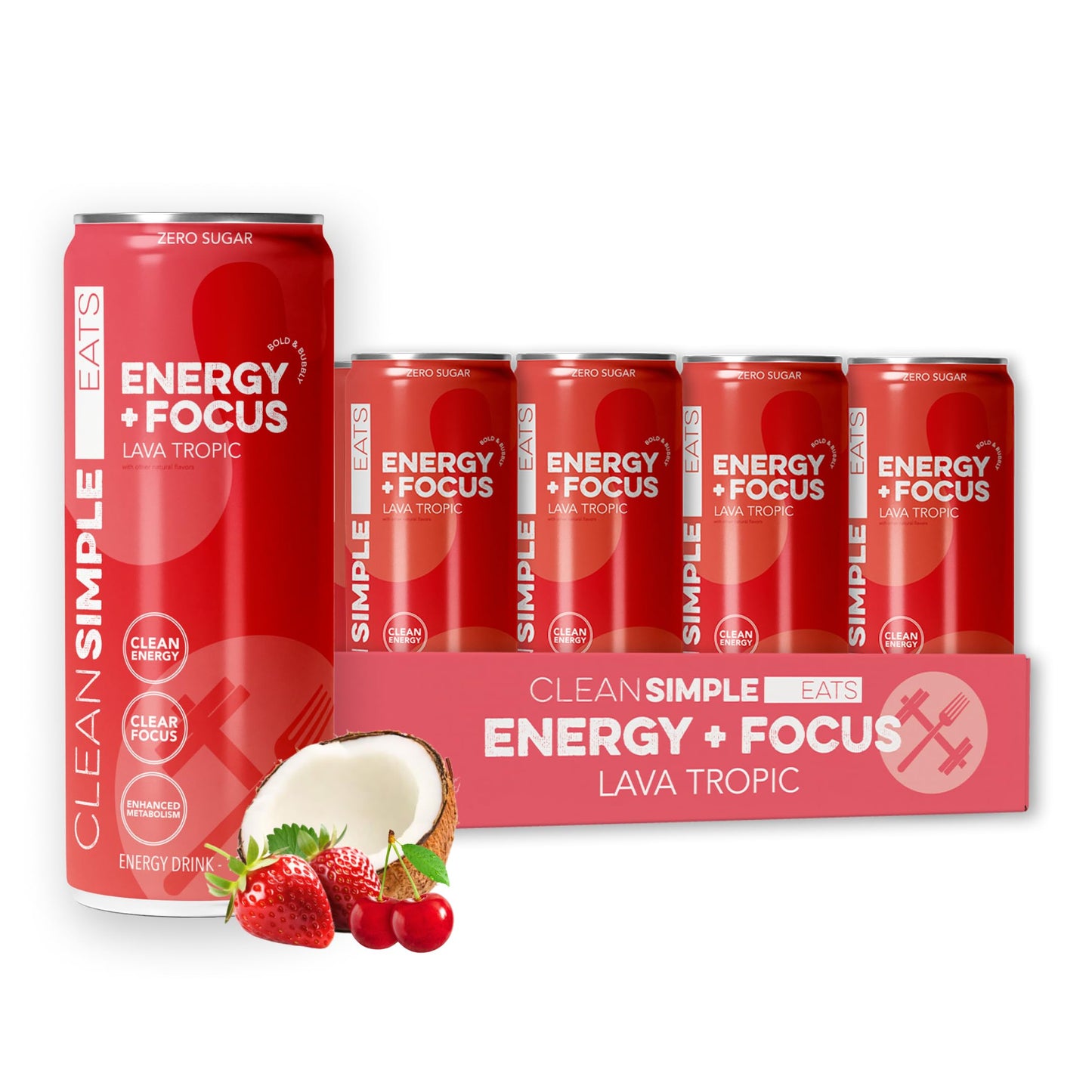 Energy + Focus Drink Lava Tropic 12 fl oz Can - 12 Pack