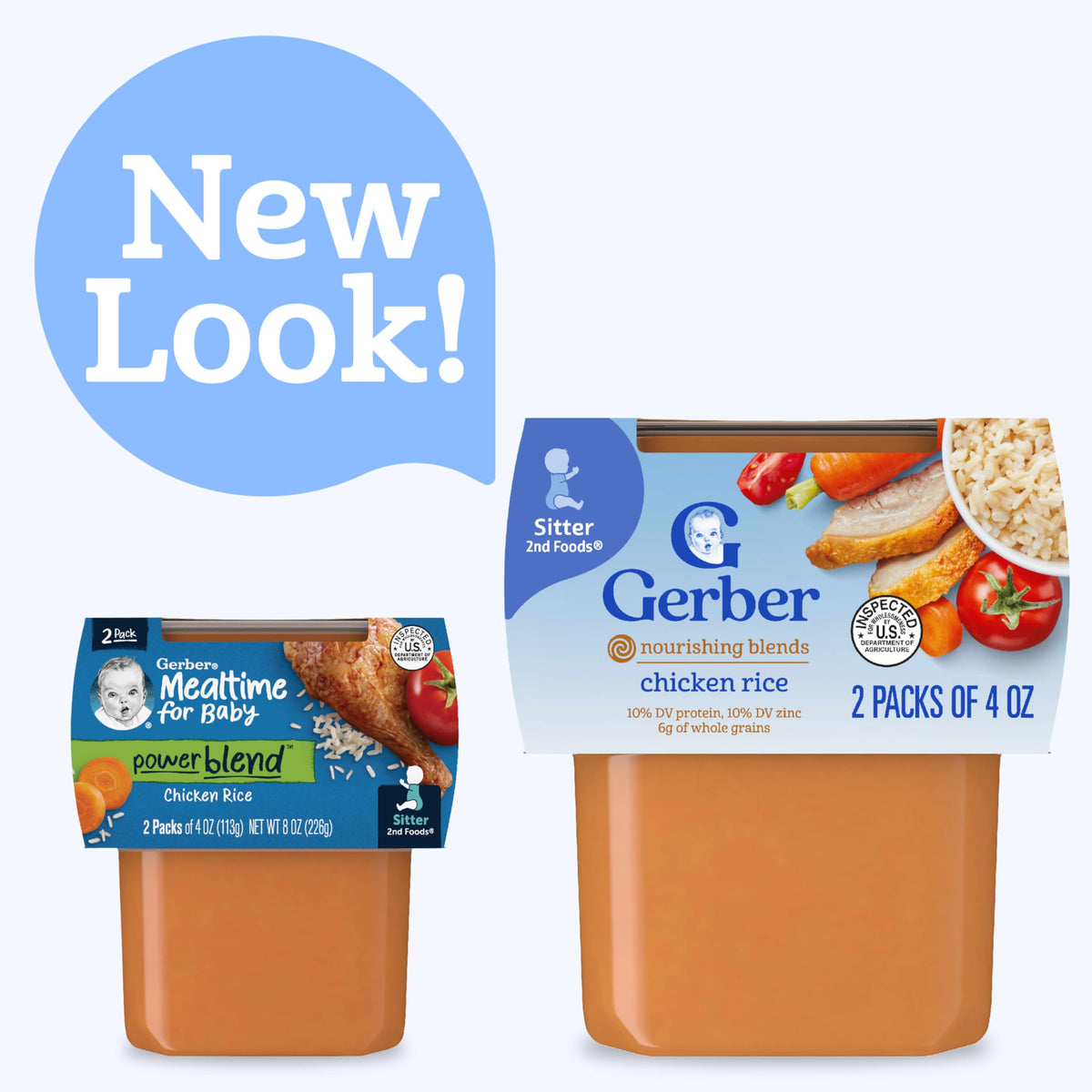 Gerber Baby Food Chicken & Rice, 4 Oz, 2 Ct Tubs