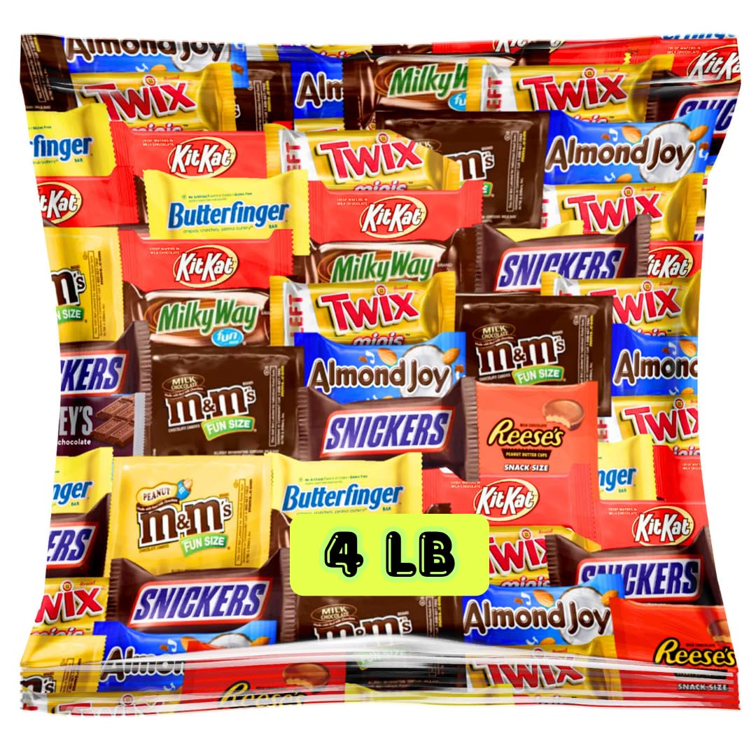 Assorted Fun-Size Chocolate Candy Mix – Bulk Variety Bag – Individually Wrapped Minis For Parties, Gift Baskets, Candy Buffets, Office   & Special Occasions (4 Lb)