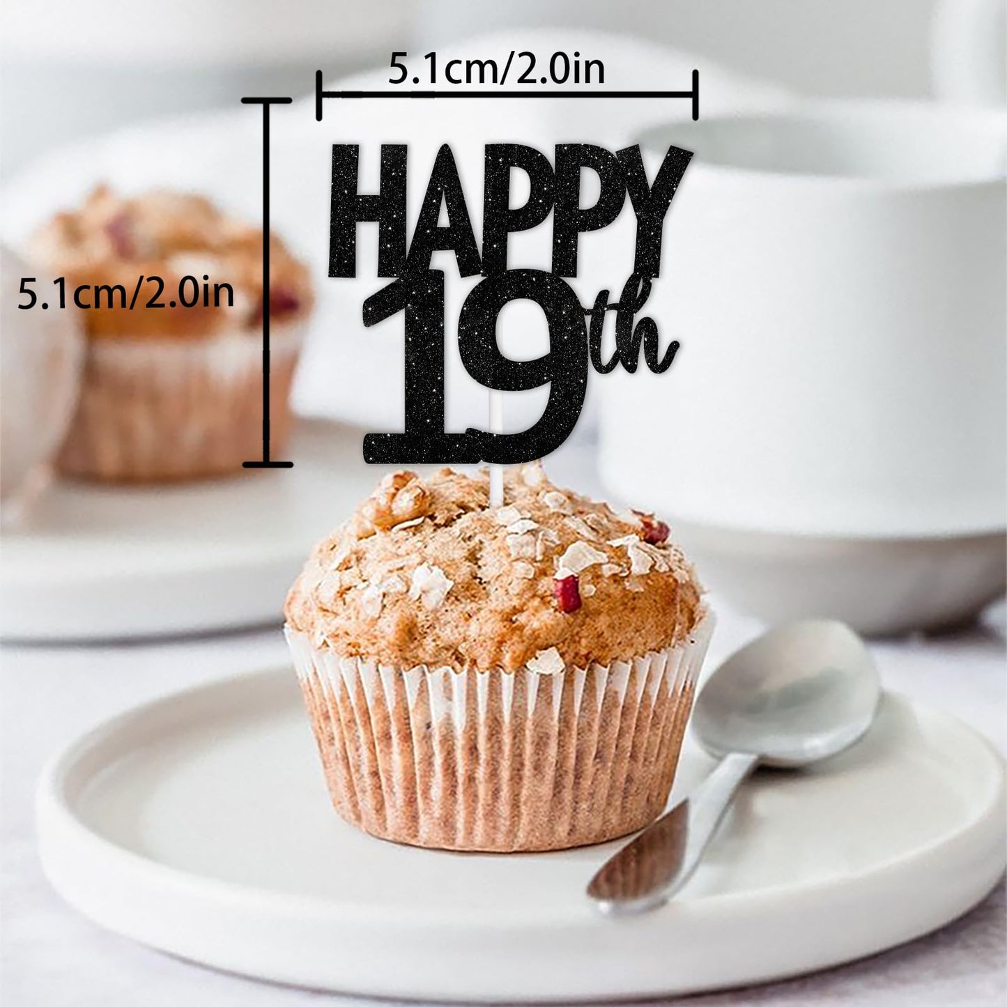 18Pcs Black Glitter Happy 19Th Dessert Cupcake Topper Pick For Funny Legend Since 2006 Theme Decor Supplies Men Women Happy 19 B