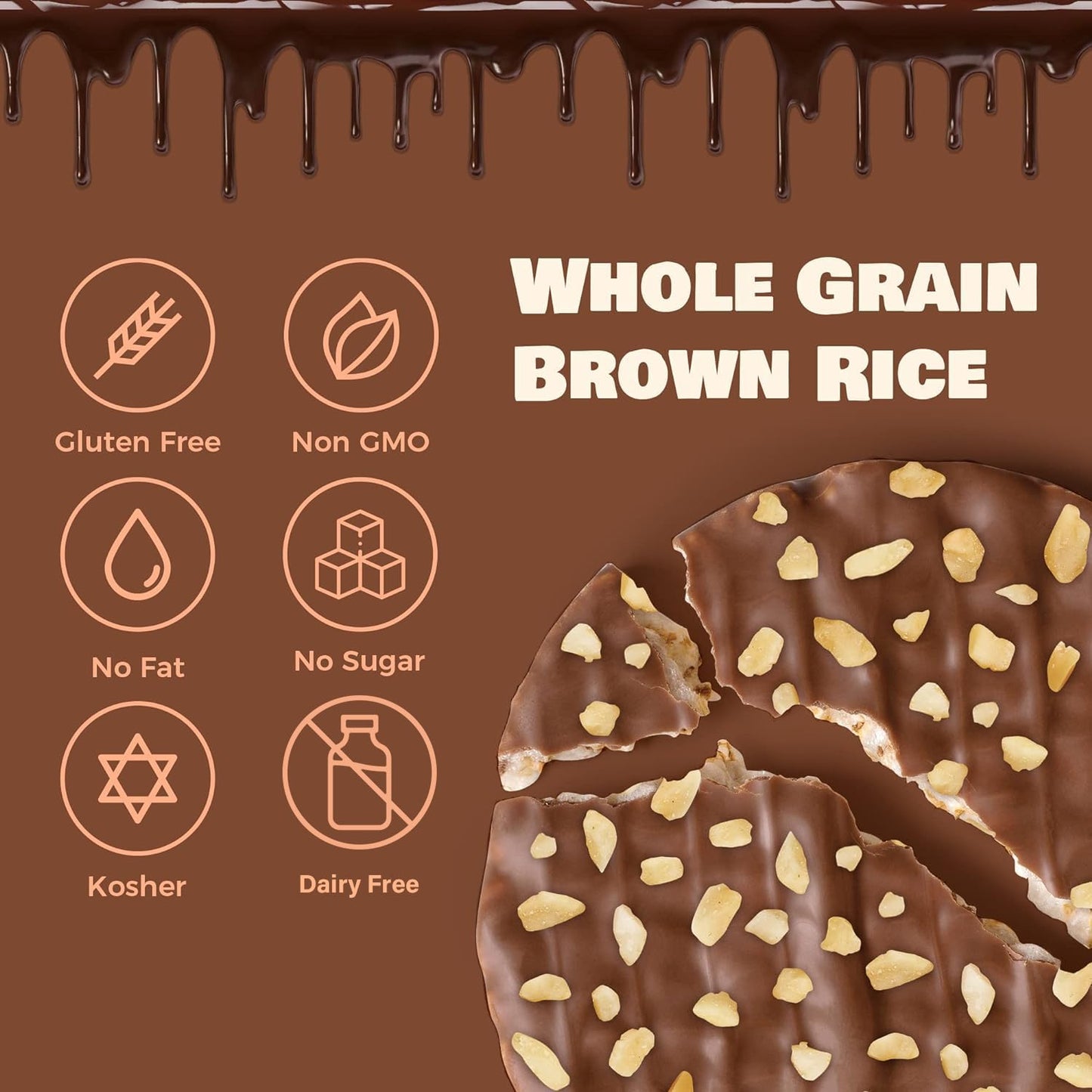 Liebers Thin Chocolate Rice Cakes, Kosher Certified Dairy And Dairy Free Options, Gluten Free Snack (Brittle Topped Dark Chocola