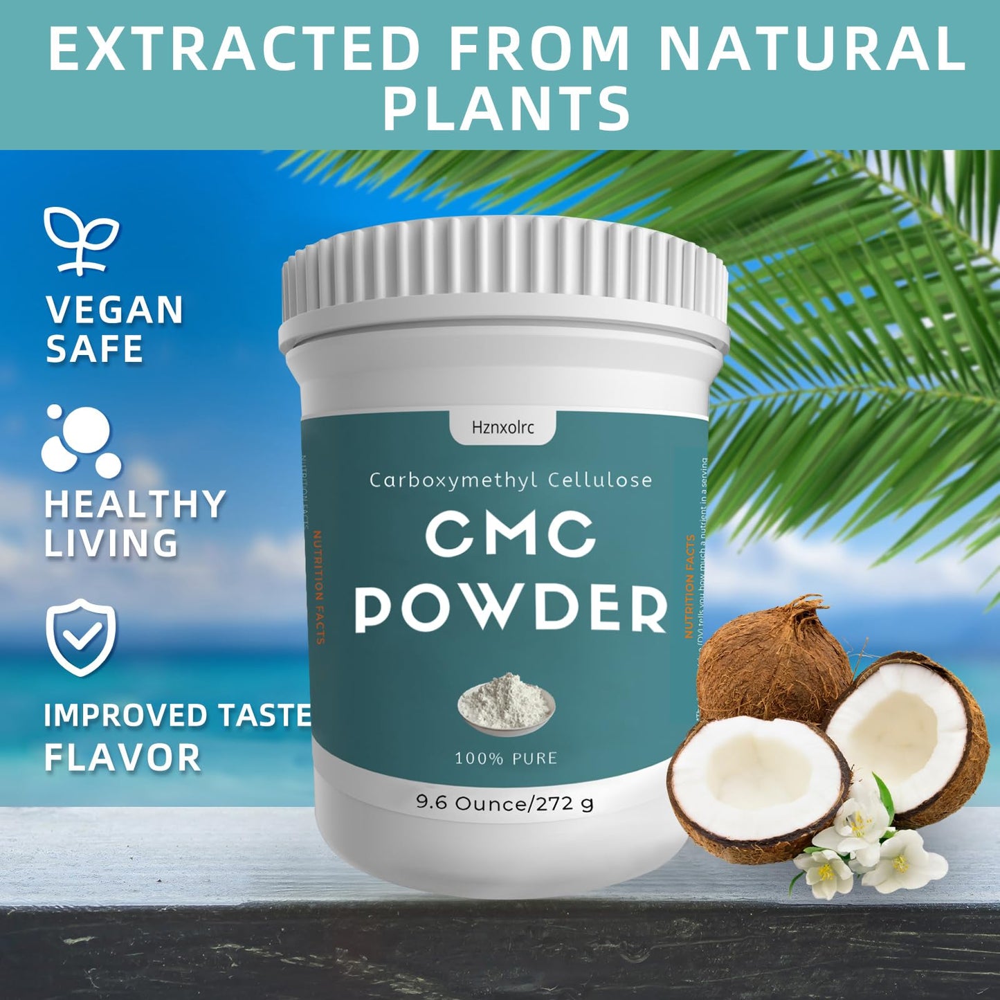 Hznxolrc CMC Powder, 100% Pure, for Fondant, Ice Cream, Cake, Yogurt, Candy, 9.6 oz