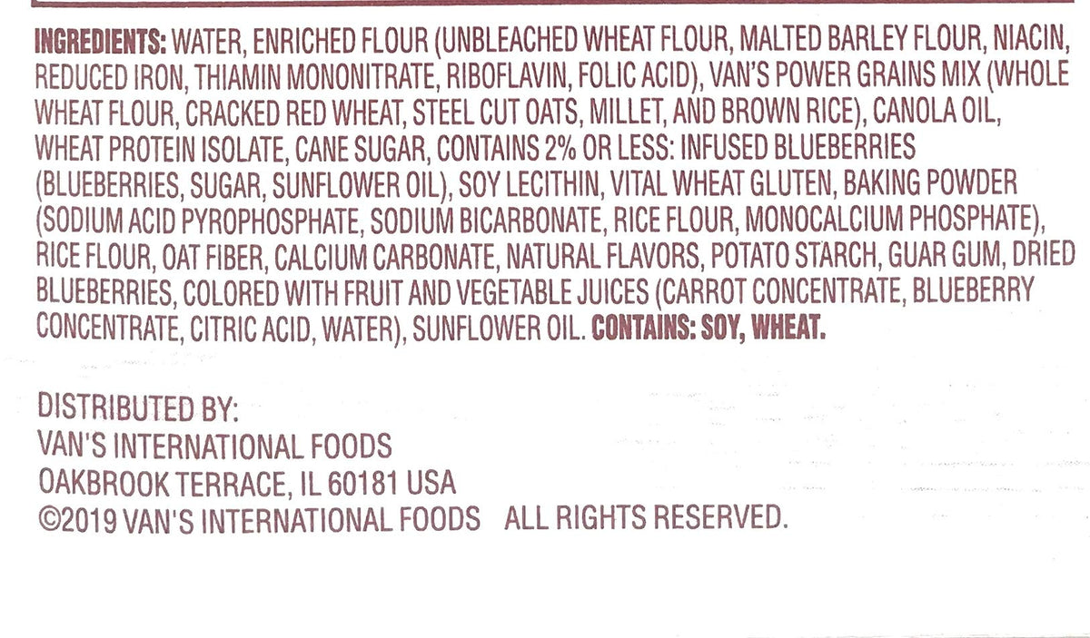 Vans International Foods Blueberry Plant Based Protein Waffles, 9 Oz