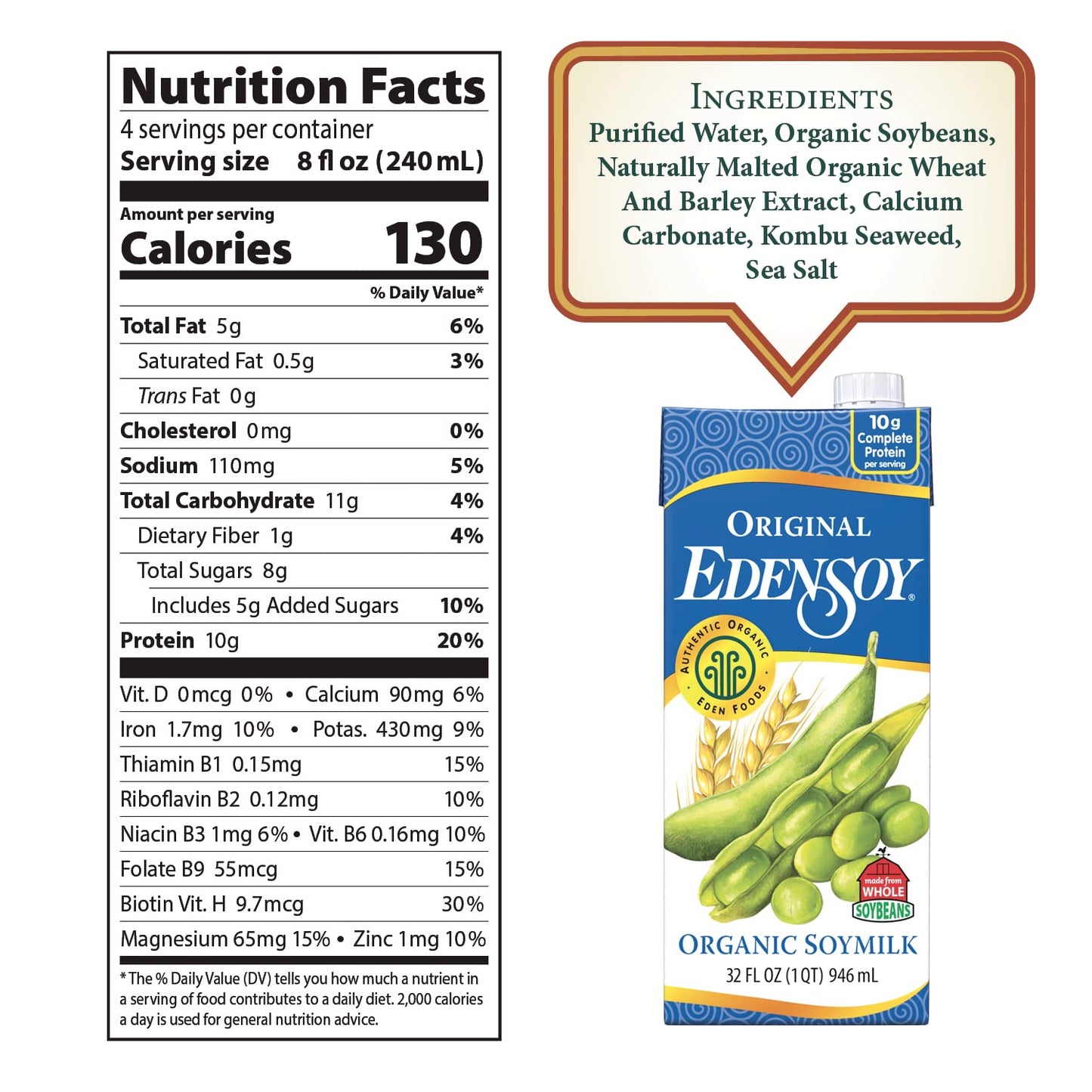 Eden Original Soymilk Organic, 32-ounces (Pack of6)