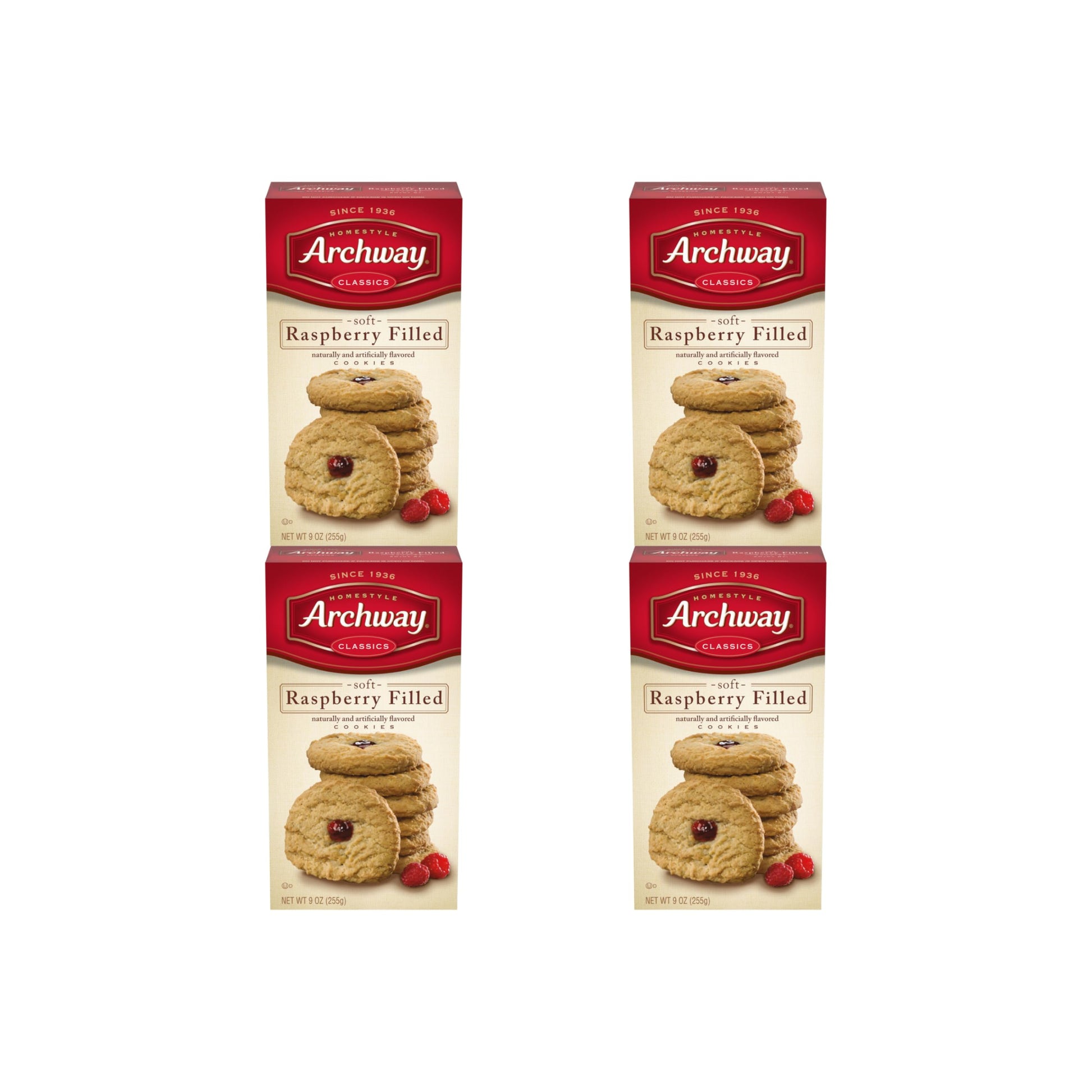 Archway Cookies, Raspberry Filled, 9 Oz (Pack of 4)