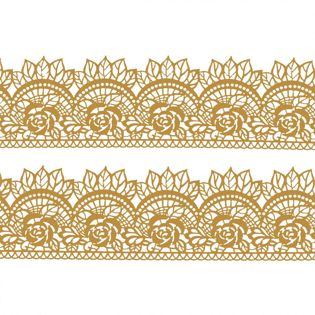 Large Pre-Made Ready To Use Edible Cake Lace Rose Scallop Golden 14-Inch 10-Piece Set