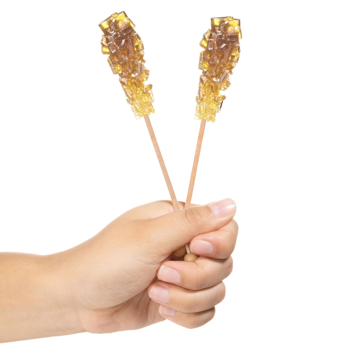 Candy Envy - Amber Caf   Sugar Sticks Mini Rock Candy - 100 Bulk Individually Wrapped Amber Treats - Original Sugar Flavored