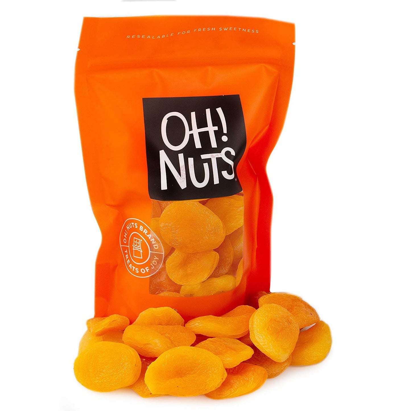 Oh! Nuts Dried Apricots Turkish - 1 lb - Dried Fruit - No Sugar Added - Dehydrated Fruit Bites - Packed in New York Zip-Seal Bag