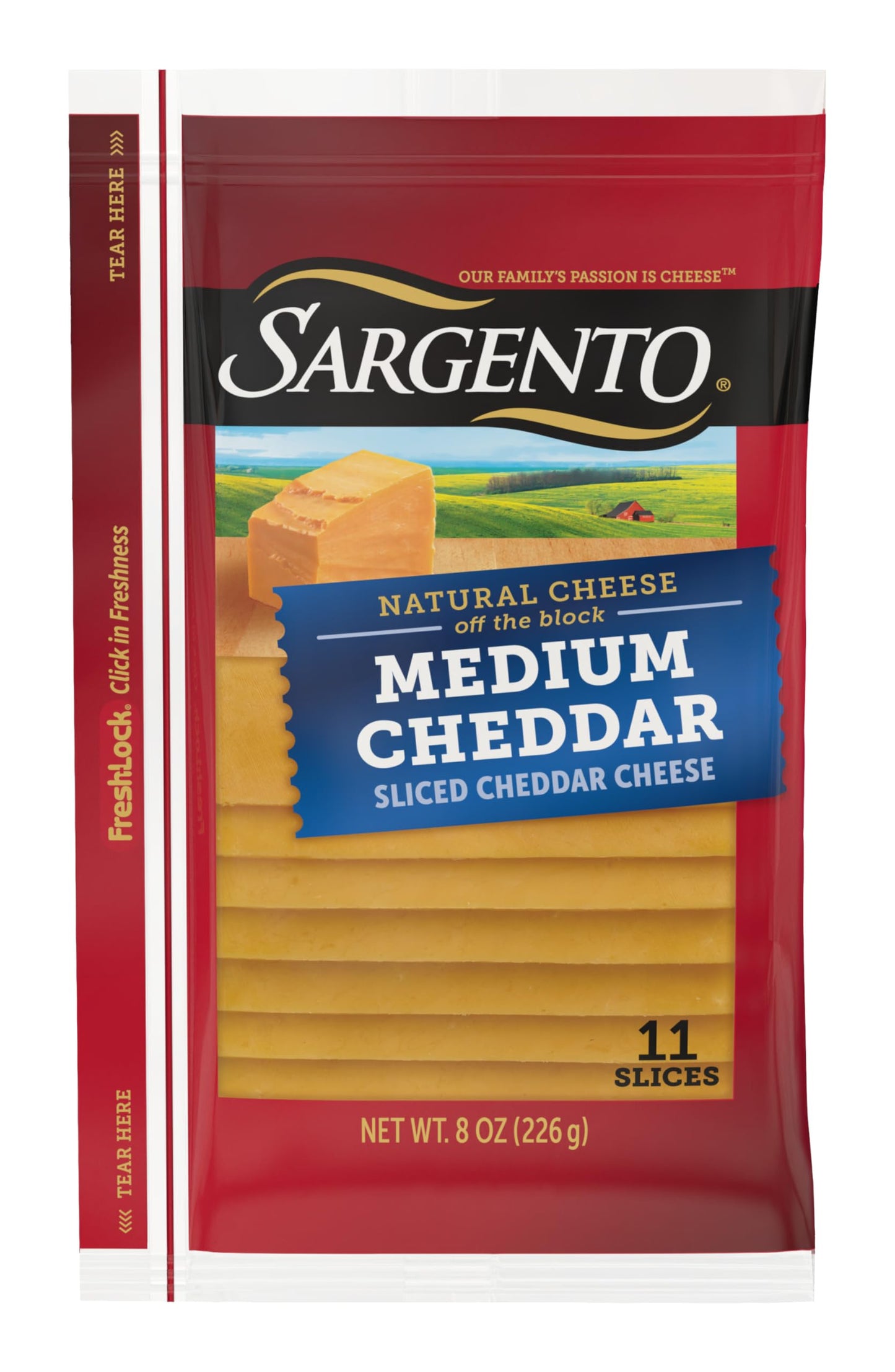 Sargento Natural Medium Cheddar Sliced Cheese, 11 Slices
