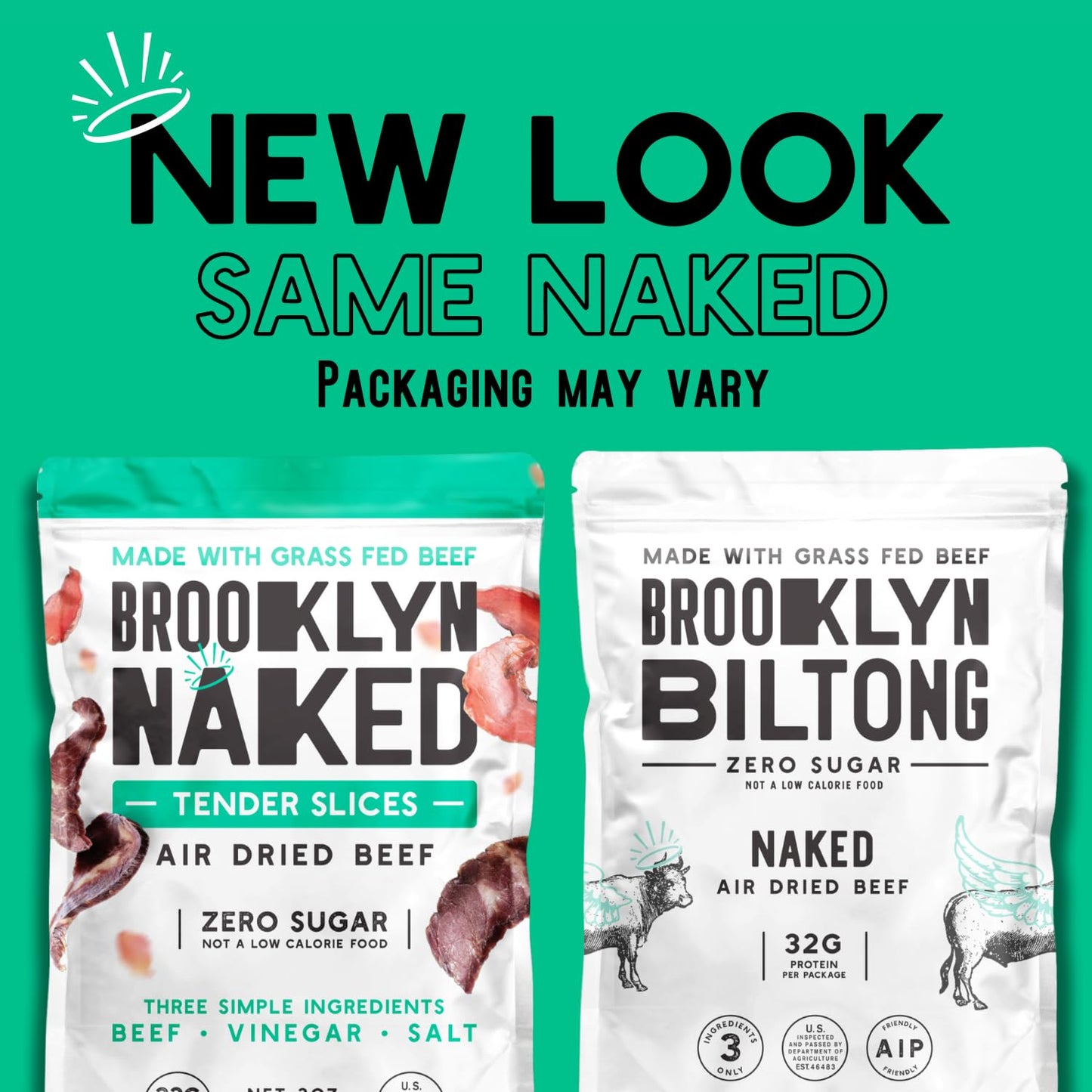 Brooklyn Biltong Air Dried Beef Snack, Whole30 Approved, Paleo, Keto, Gluten Free, 8 oz, Naked