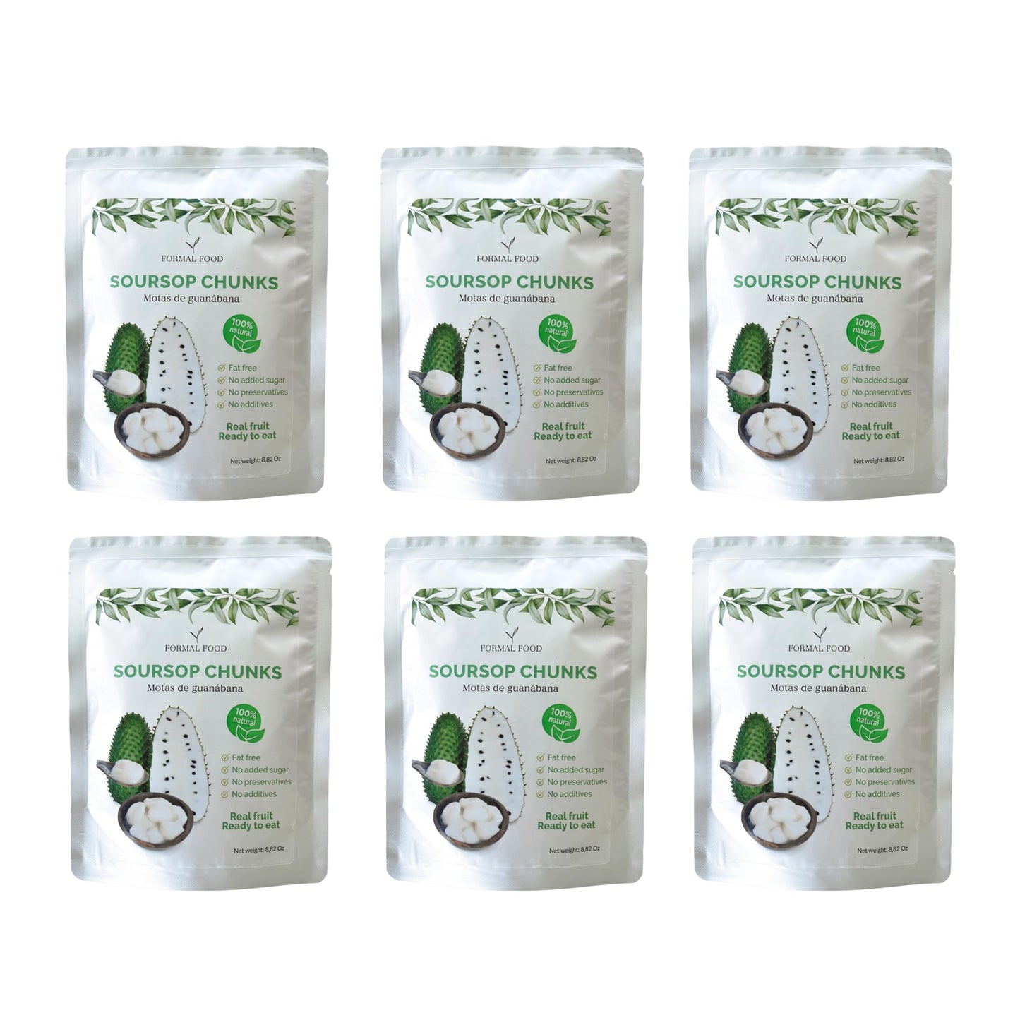 Formal Food Soursop Fruit - 100% Natural, No Added Sugar, No Preservatives - Pack of 6, 8.82 Oz