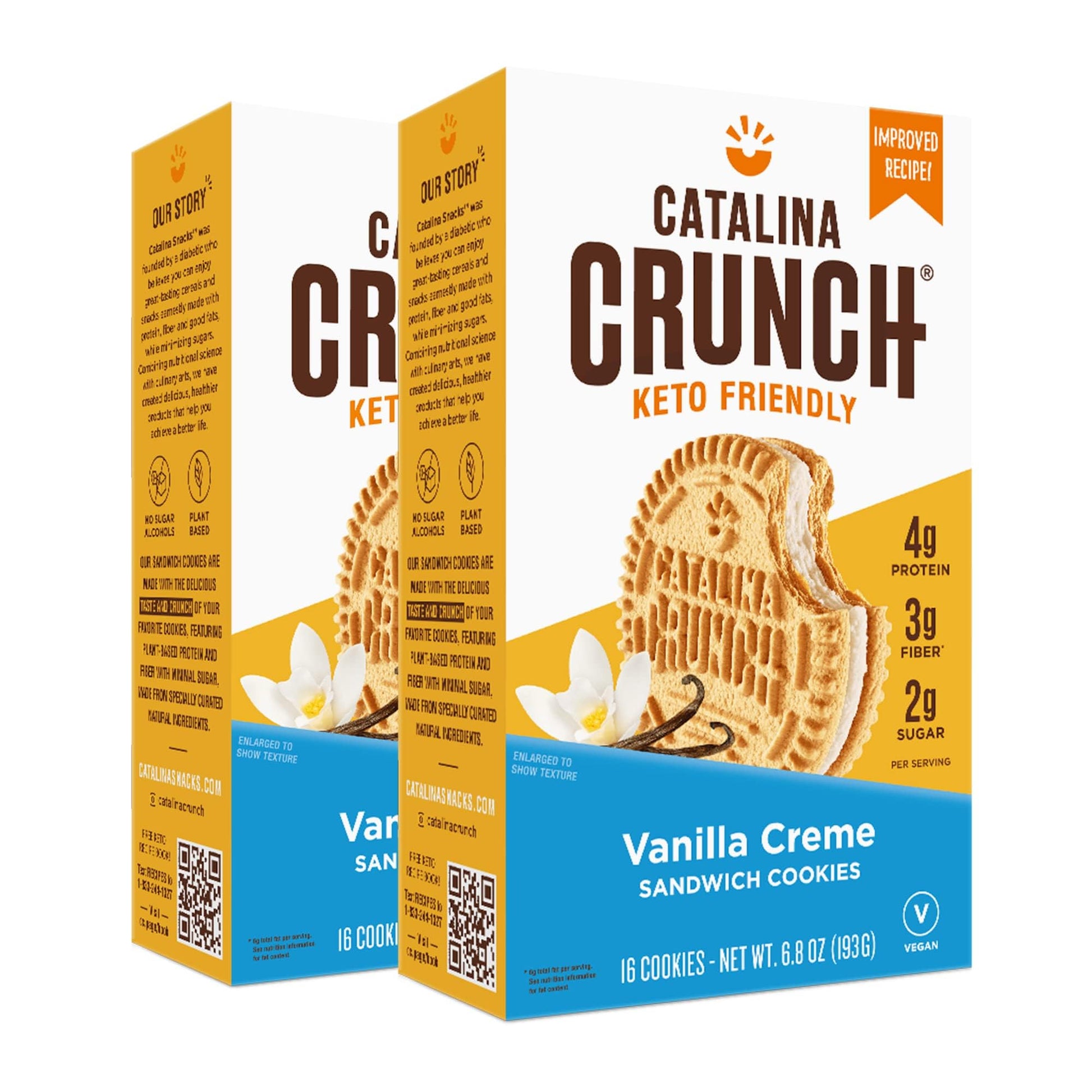 Catalina Crunch Vanilla Crème Sandwich Cookies, Low Carb, Vegan, 2 Pack, 6.8 Ounce