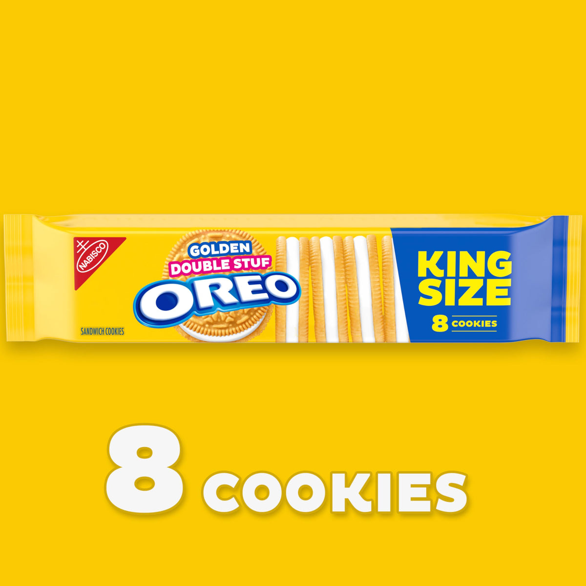 OREO Double Stuf Golden Sandwich Cookies, King Size, 12 Snack Packs (8 Cookies Per Pack)