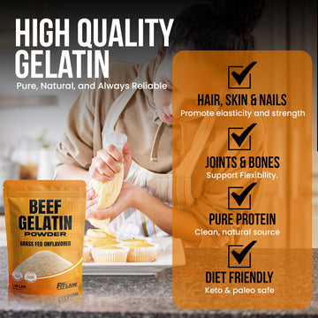 Beef Gelatin Powder 1.25 lbs - Grass-Fed  Unflavored  Non-GMO - enhanced Thickening Agent for Cooking & Baking - Perfect for Gummy Candy  Marshmallows and Sauces.