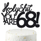68 Cake Toppers, 68 Birthday Cake Toppers-Black Glitter, Funny 68th Cake Topper for Men For Women, 68th birthday decorations,68t