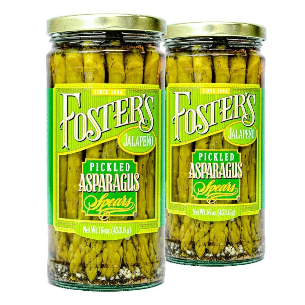 Fosters Hot Pickled Asparagus Spears in a Jar, Spicy Jalapeo, 16oz, 2 Pack, Traditional Pickled Vegetables Recipe over 40 years