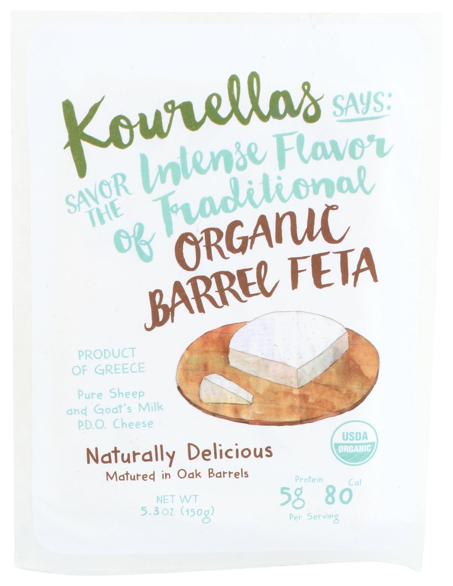 KOURELLAS Organic Barrel Aged Feta, 5.3 OZ