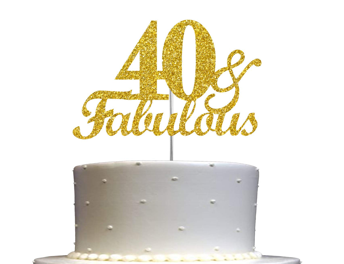 RokAPary 40th Birthday Cake Topper, Gold Glitter, Double-Sided Acrylic, Premium Quality, Model RCTF