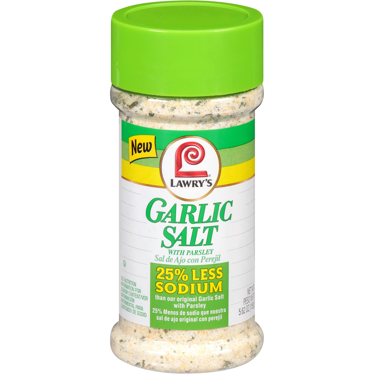 Lawry's 25% Less Sodium Garlic Salt With Parsley, 5.62 oz