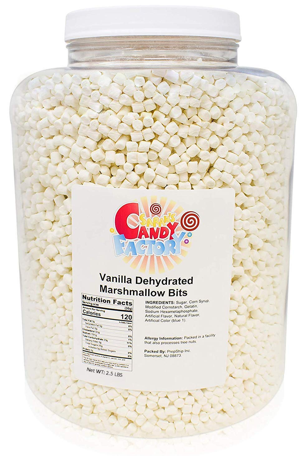 Sarah'S Candy Factory Vanilla Mini Dehydrated Marshmallows In Jar - Mini Marshmallow Bits For Hot Cocoa 2.5 Lbs
