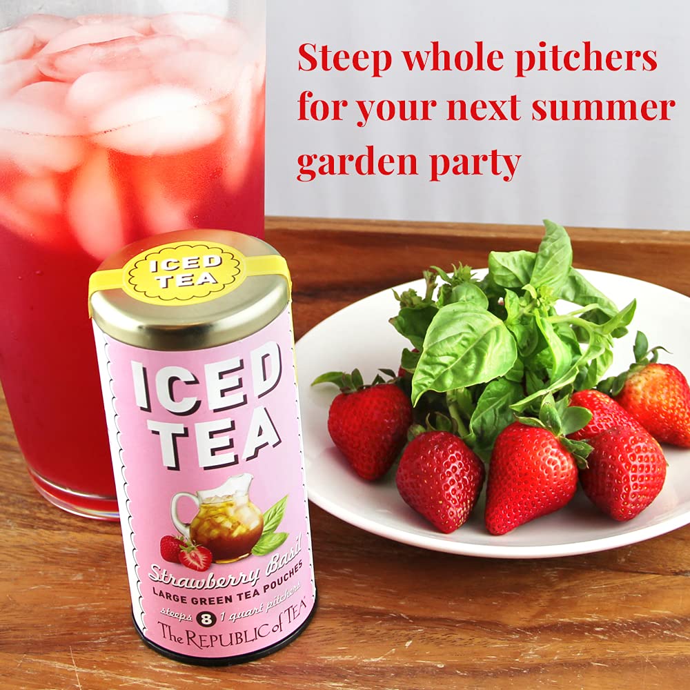 The Republic of Tea Strawberry Basil Green Tea, 8 Count, Herbal Blend