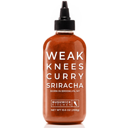 Weak Knees Curry Sriracha Hot Sauce, Infused with Aromatic Curry Spices, Bold Korean Gochujang Paste & Classic Sriracha, Made in