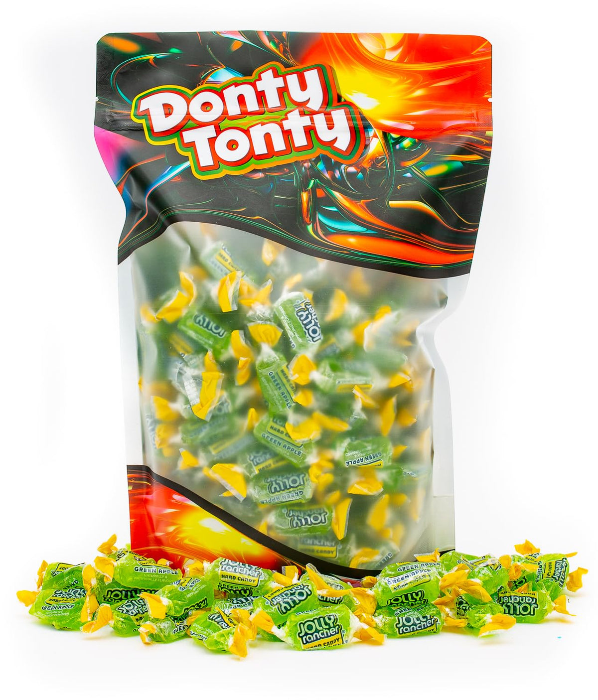 Hard Candy GREEN APPLE Original Flavor 2 lb - Bulk Assorted Twists Display Bag, Individually Wrapped (148 Pieces)