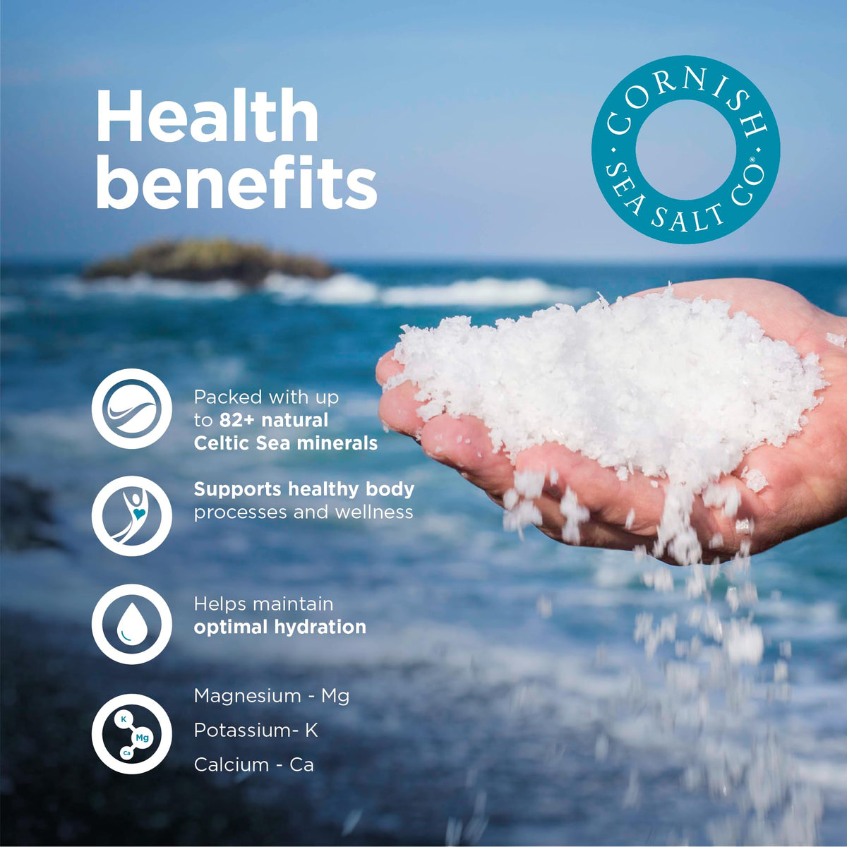 Cornish Sea Salt Mineral Flakes | Cooking & Hydration | Hand-Harvested in Celtic Waters | 5.3 oz Resealable Tub (Pack of 1)