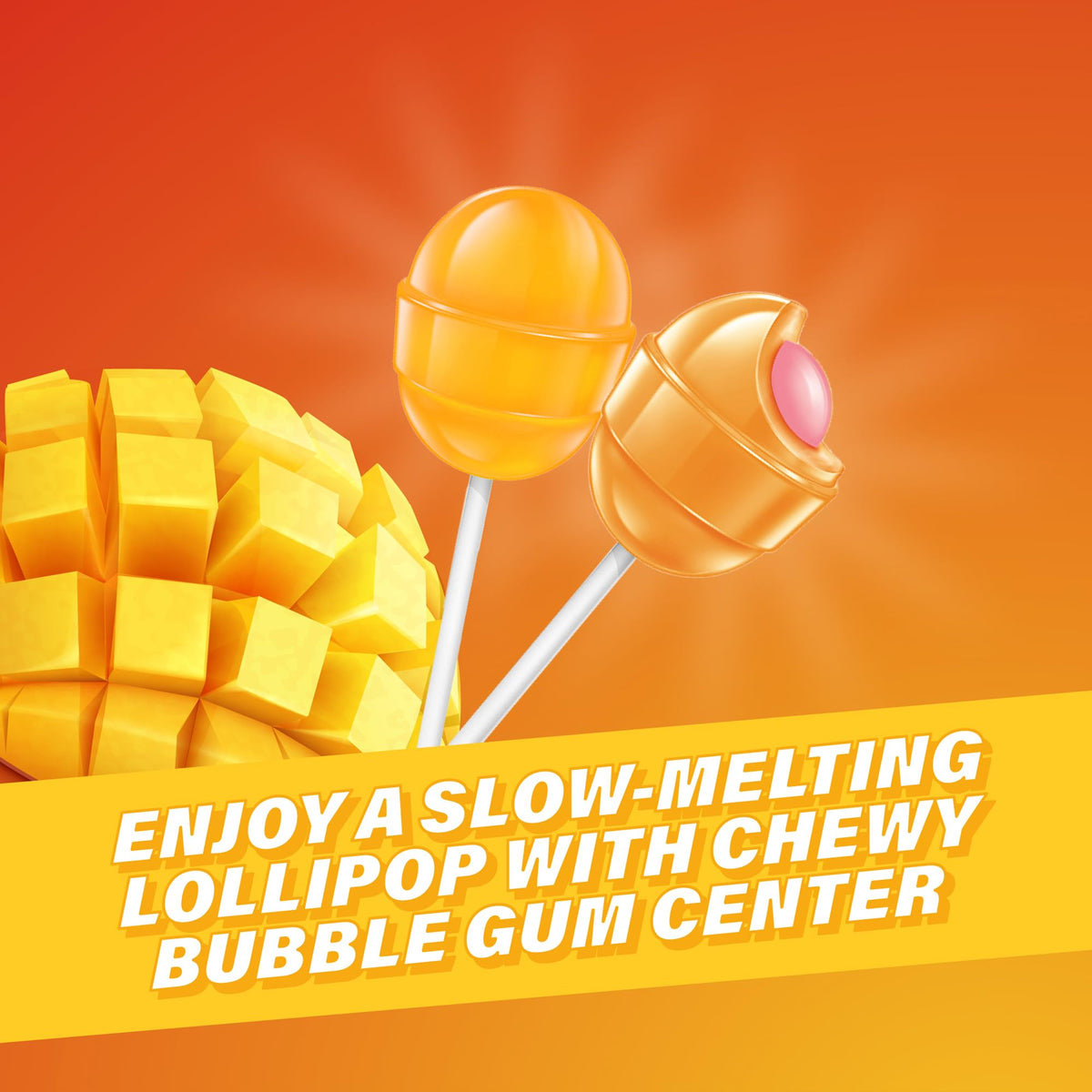 Colombina Bon Bon Bum Lollipops Mango Flavor, 24 Count (Pack of 2)
