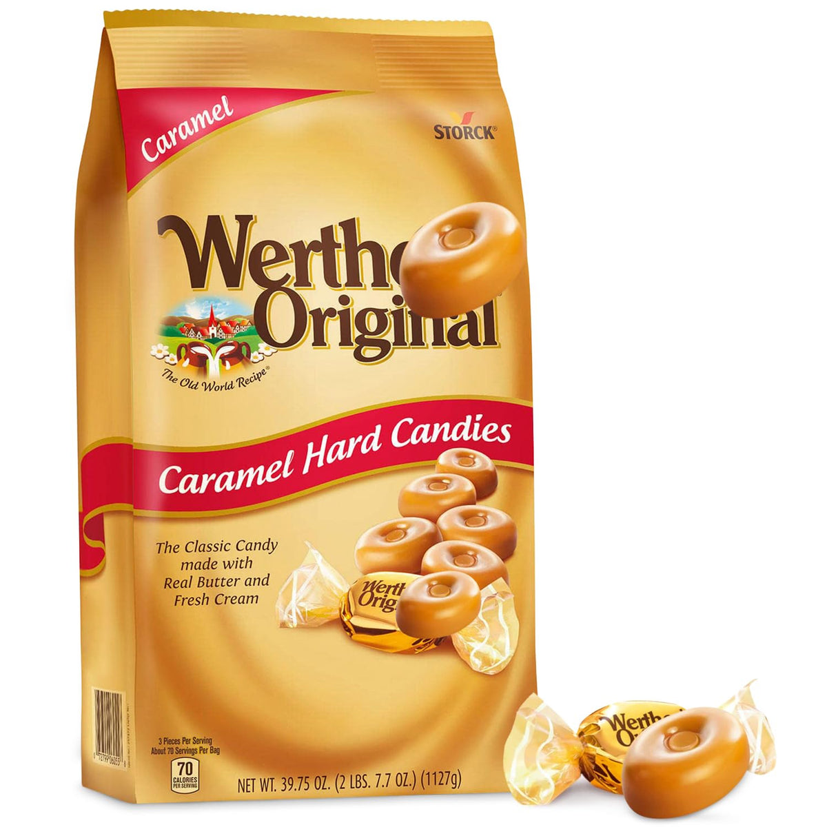 Original Caramel Hard Candy Bulk Pack - 2.4LB (39.75 Ounce) - Ideal for Sharing, Snacking, Parties, and Gifting