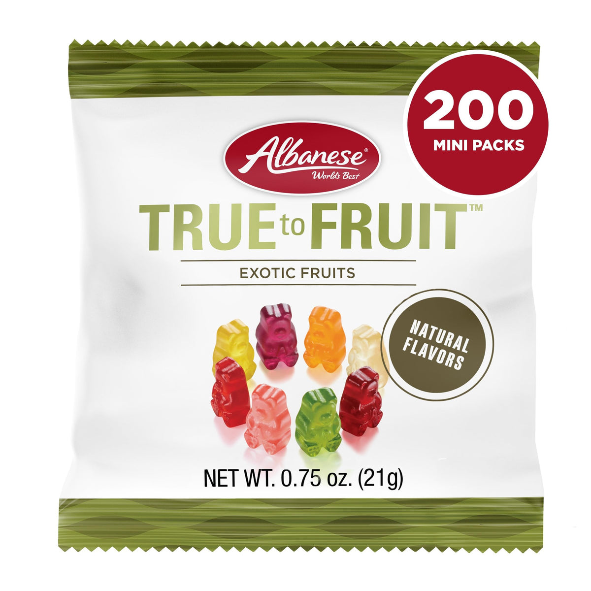 Albanese World'S Best True To Fruit - Exotic Fruits Gummies, 0.75Oz Bag Of Gummy Candy, Pack Of 200