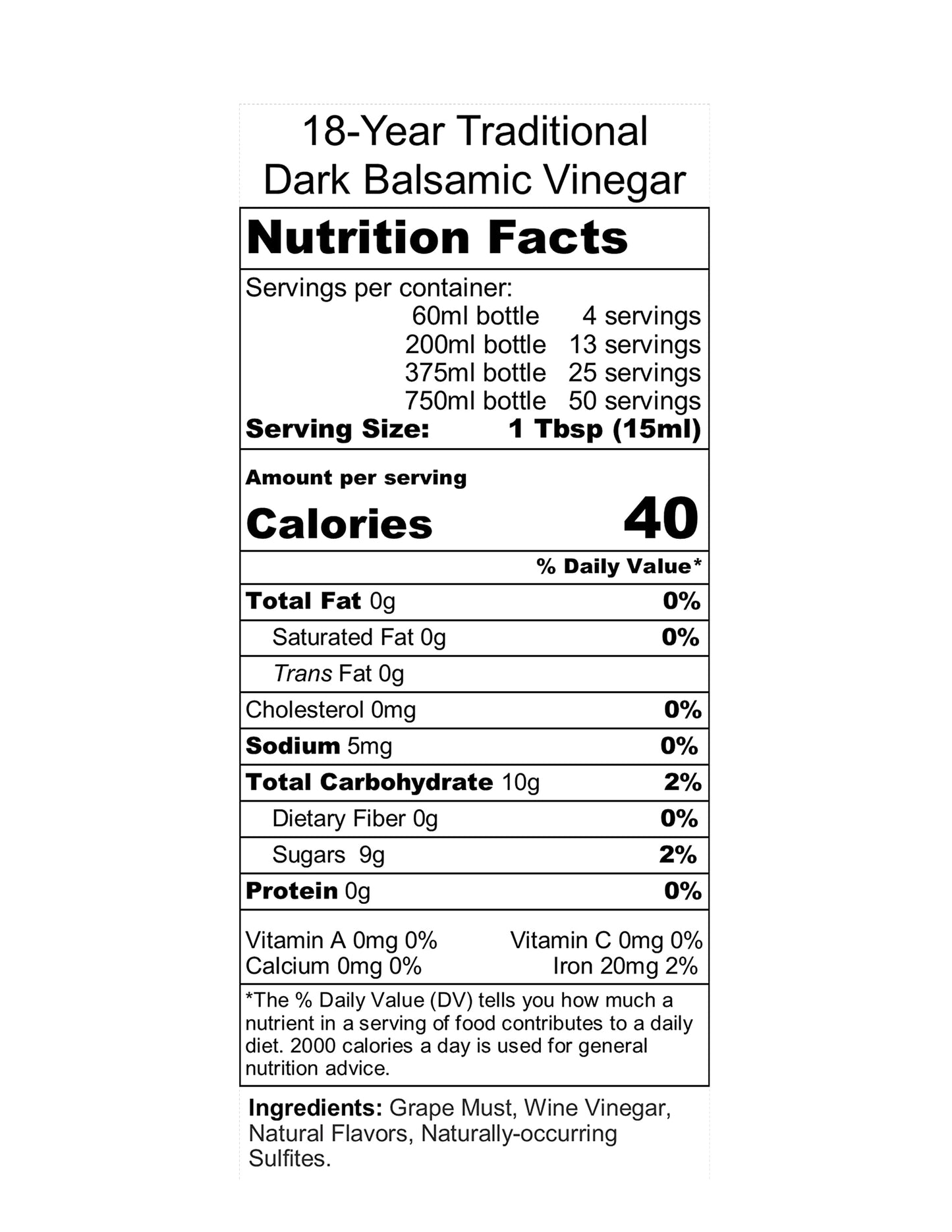 Viva Oliva Balsamic Vinegar, 18 Year Barrel Aged, 375ml (12.7oz), 100% Natural, Premium Quality, Modena, Italy