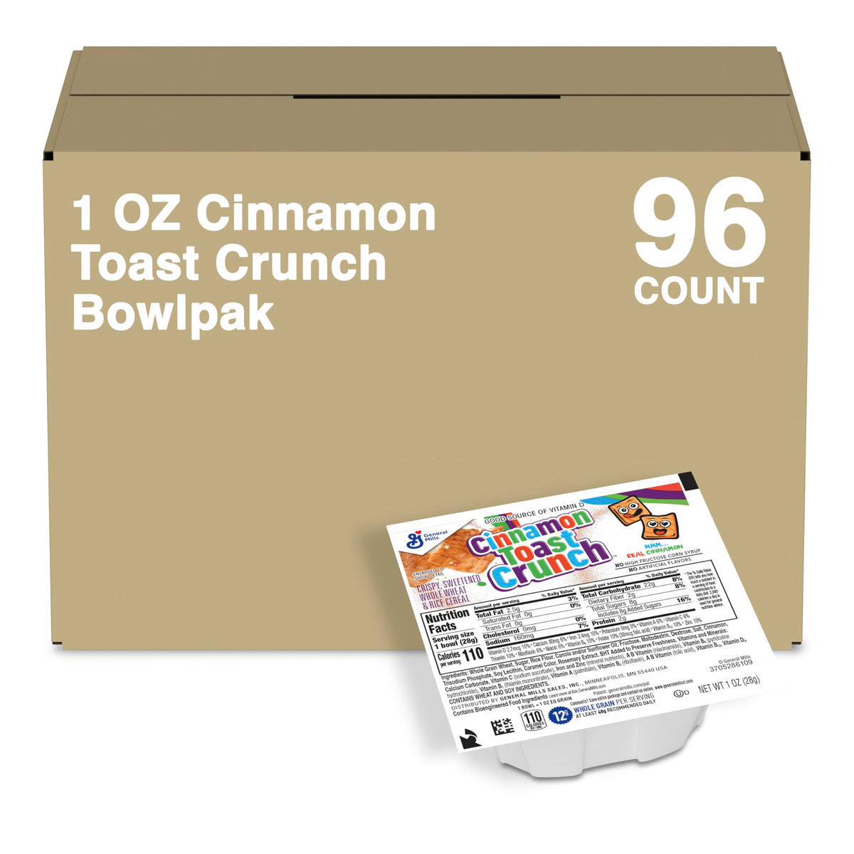 Cinnamon Toast Crunch Cereal Single Serve Bowl, 1 Oz (Pack of 96)