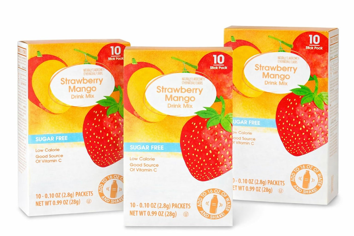 Strawberry Mango Drink Mix, Sugar Free, Low Calorie, Vitamin C, 10 Packets, 0.99 oz (3 pack)