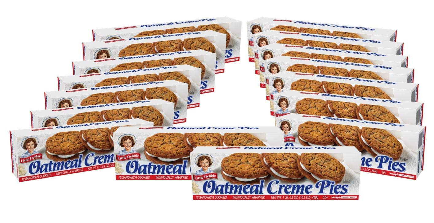 Little Debbie Oatmeal Creme Pies, Soft Oatmeal Cookies, 192 Count, 1.01 lb (Pack of 16)