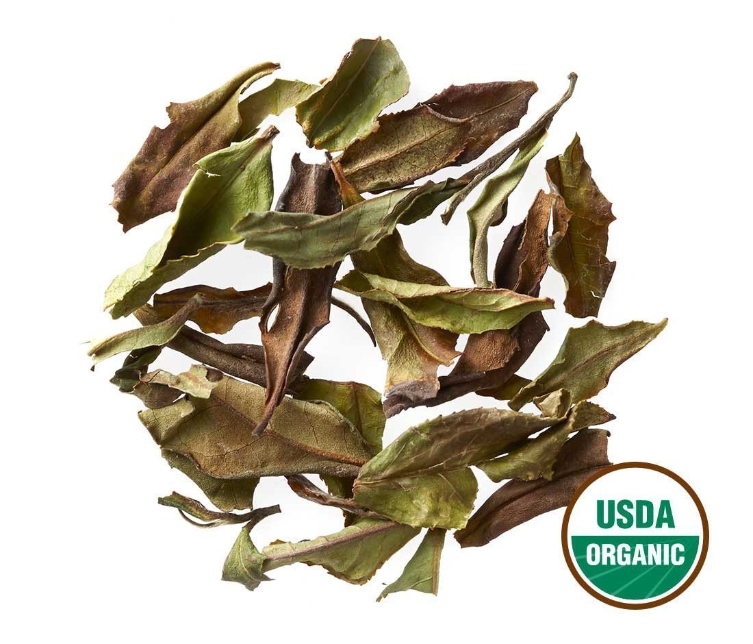 Golden Moon Tea Organic White Peony Loose Leaf Tea - 0.7 Ounce Travel Tin - Non-GMO, Chinese Bai Mudan Leaves
