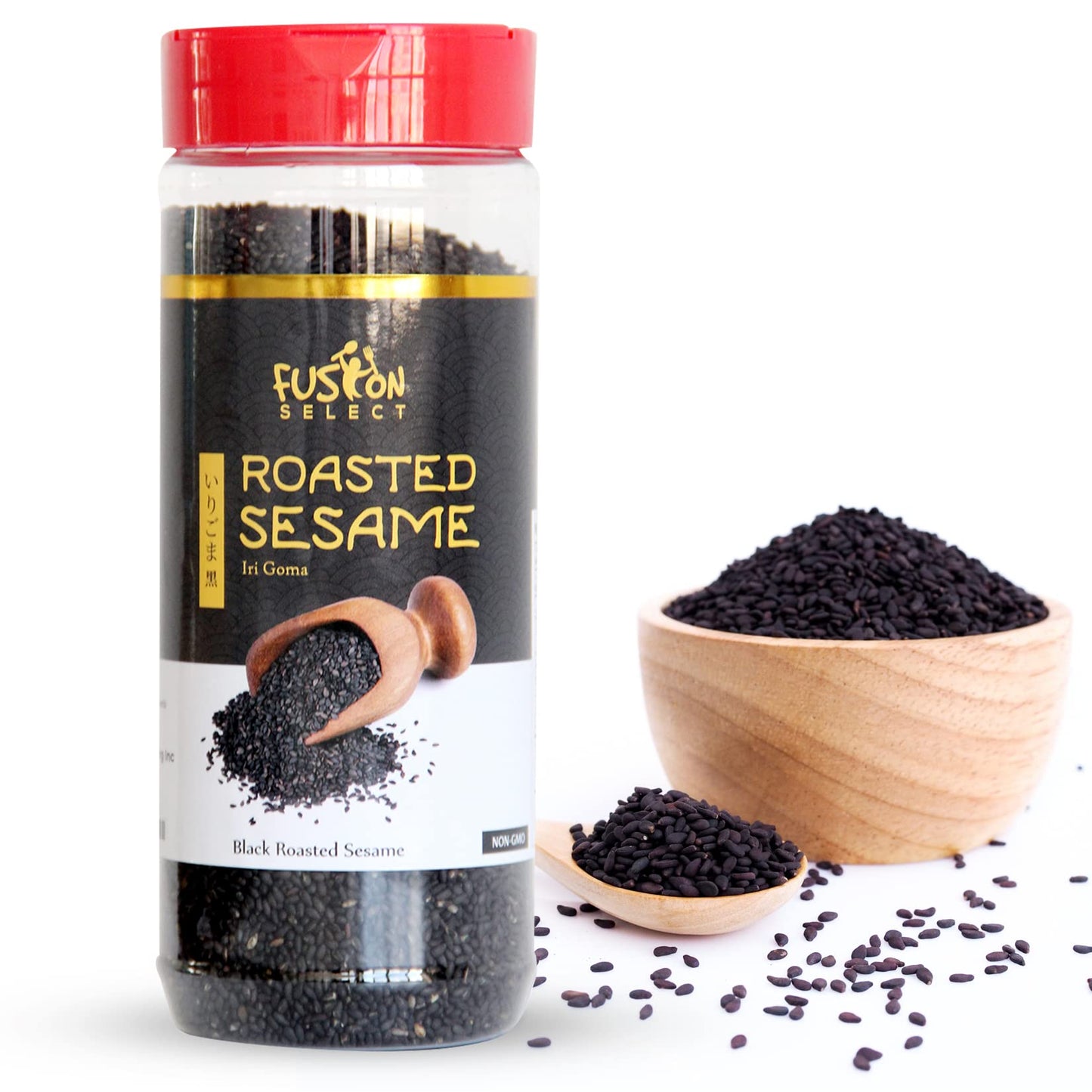 Fusion Select Roasted Black Sesame Seeds - Natural Toasted Sesame Seeds - Crispy, Crunchy, Nutty Taste for Asian, Mediterranean 