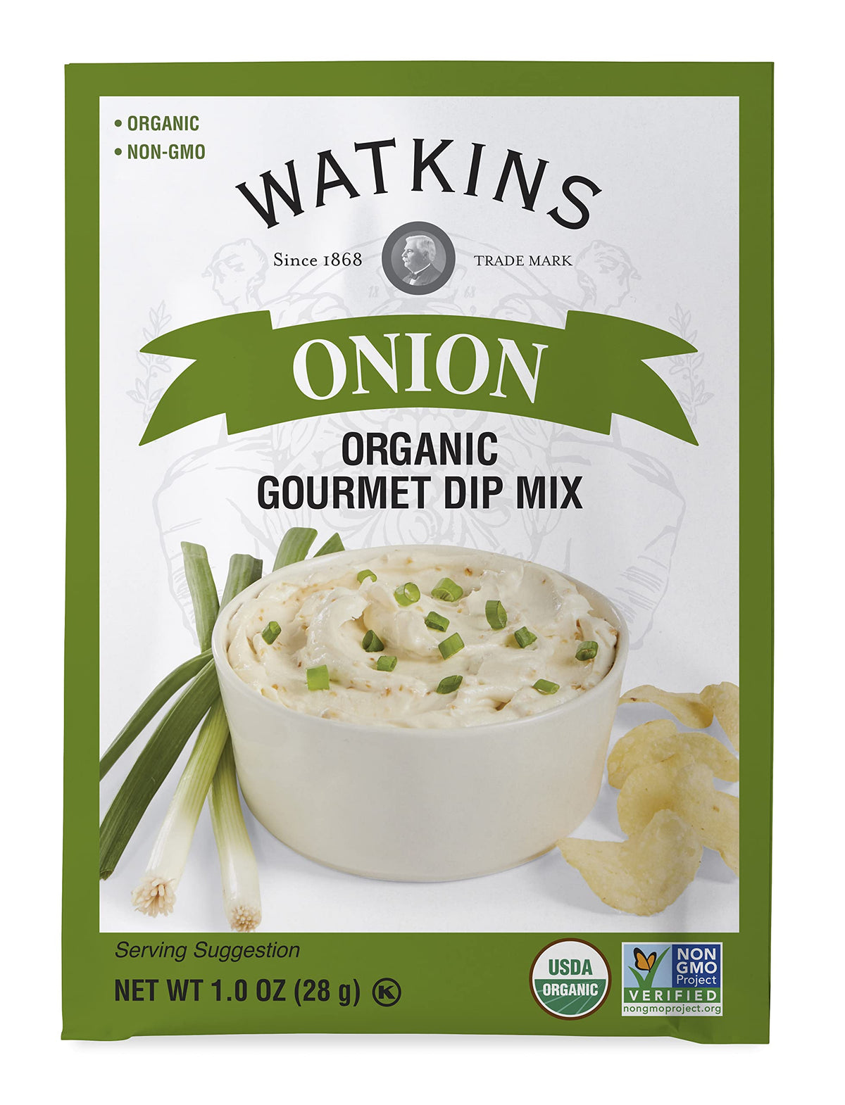 Watkins Organic Gourmet Dip Mix, Onion, 1.0 Oz. Packets, 12-Pack