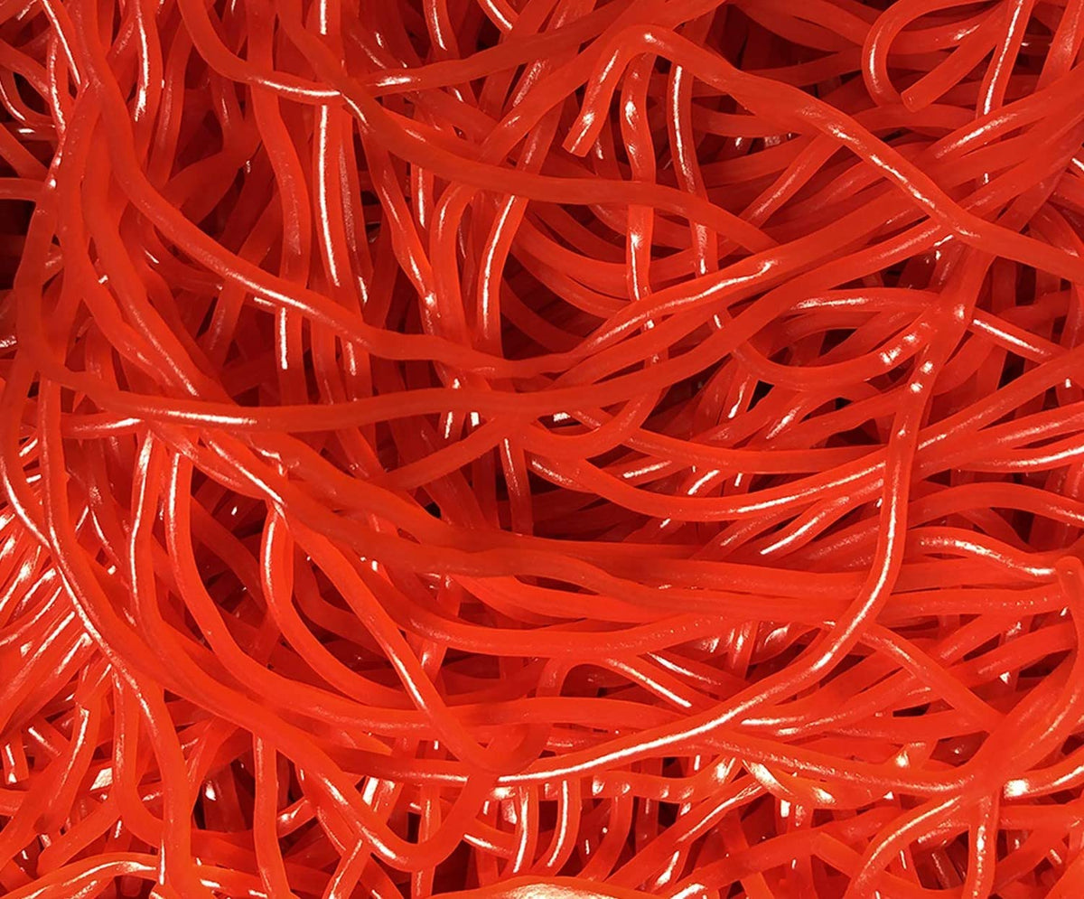 Licorice Laces Juicy Gummy Shoe Strings Candy (Red Strawberry, 1 Pound)