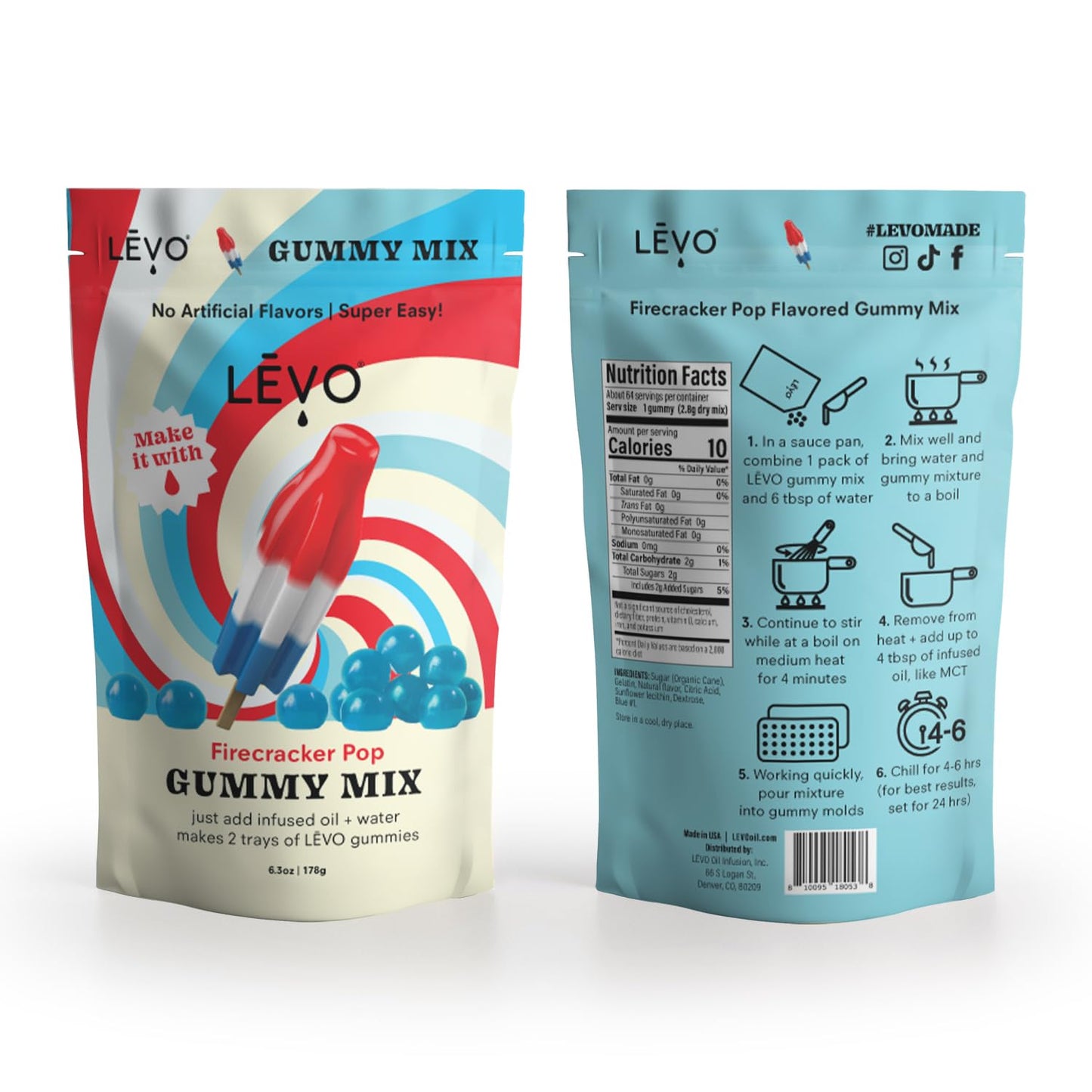 LEVO Gummy Mix -   Pop - Makes 64 Gummies - 6.3 Ounce - Blue