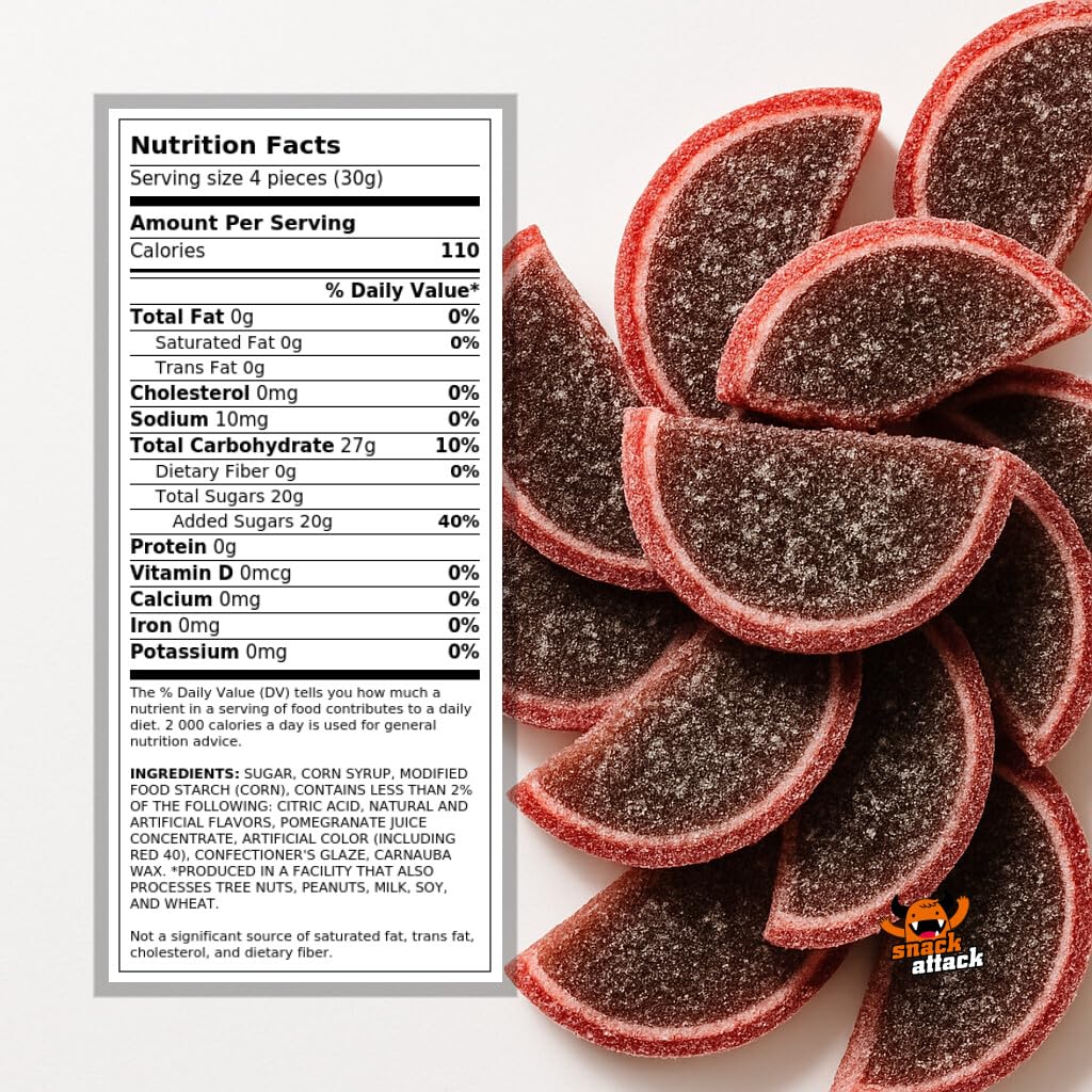 Snack Attack Gummy Candy - Pomegranate Fruit Slices, Soft & Chewy, 3lb Bag