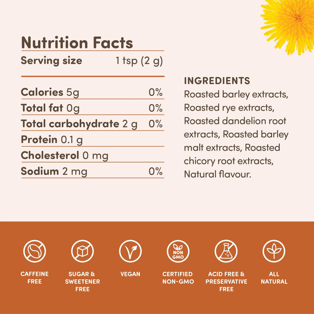 Nummy Creations Caramel Instant Coffee Alternative, Caffeine-Free, 10.6oz