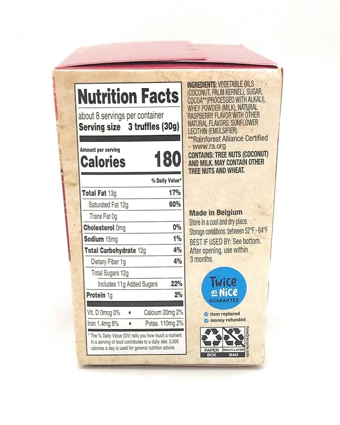 Moser Roth Belgian Cocoa Dusted Truffles, 8.81 Oz (1 Box, Raspberry)