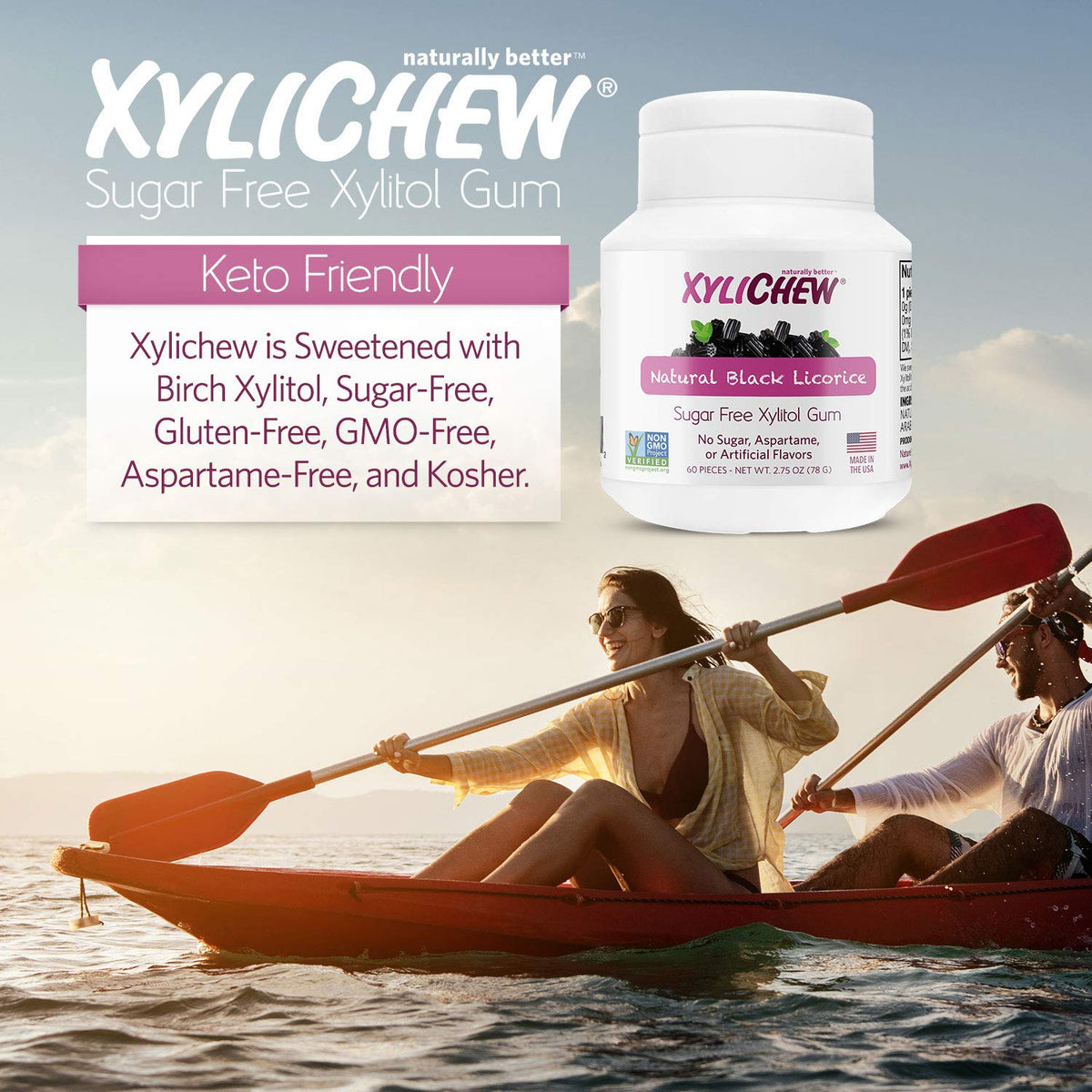 Xylichew - Naturally Better Sugar-Free Chewing Gum, Licorice - 60 Pieces
