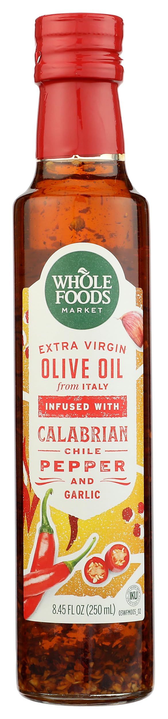 Whole Foods Market, Extra Virgin Olive Oil, Italian Infused with Calabrian Chile Pepper & Roasted Garlic, 8.45 Fl Oz