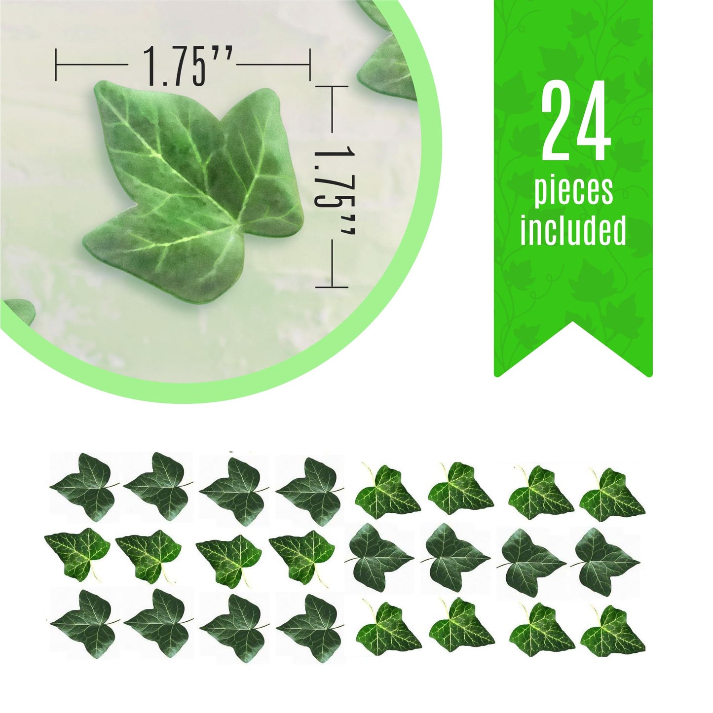 Sugar Robot Edible Ivy Leaves - Small Size 1.5x1.5 - Set of 24 - Vanilla - Premium Crafted in the USA