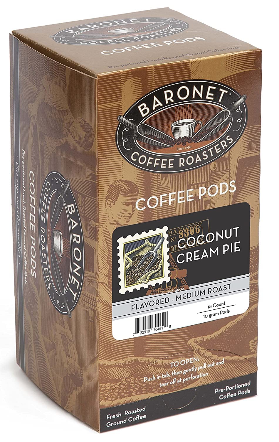 Baronet Coffee Pods Coconut Crème, 54 Count, Regular Strength, Medium Roast, Compatible with Senseo, Soft Coffee Pods