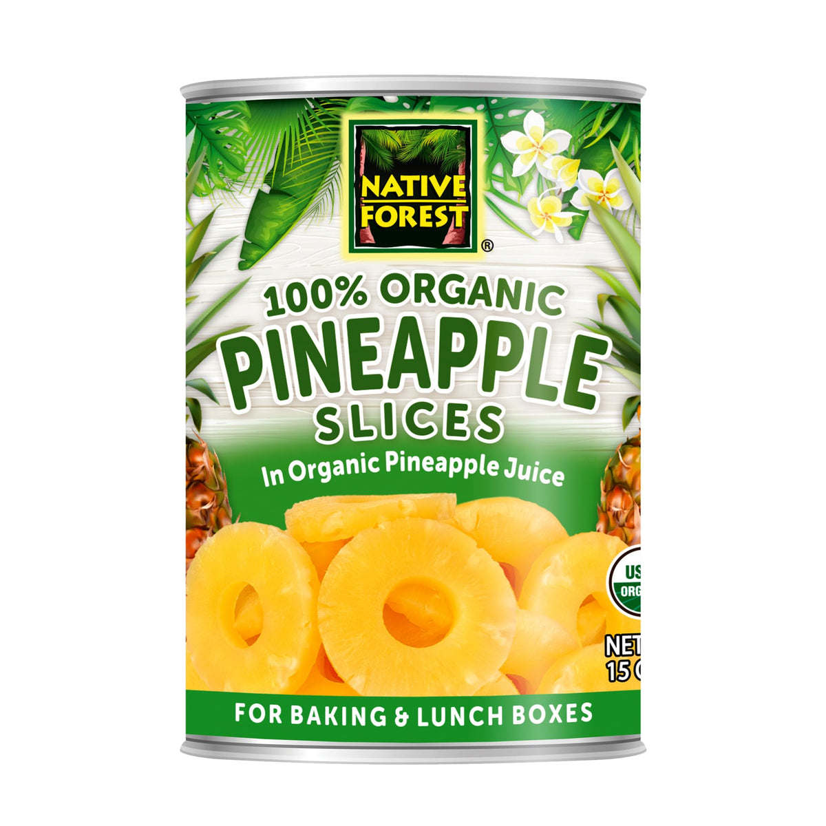 Native Forest Pineapple Slices - Pineapple Canned, Pineapple Organic, Canned Fruit No Sugar Added, Organic Pineapple Juice - 15 Ounce (Pack Of 6)
