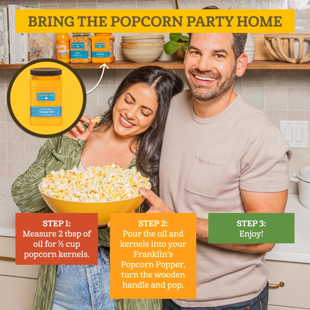 Franklins Gourmet Popcorn - Organic Popping Kernels & Butter Seasoning - 32 oz (Pack of 3) - Made in USA